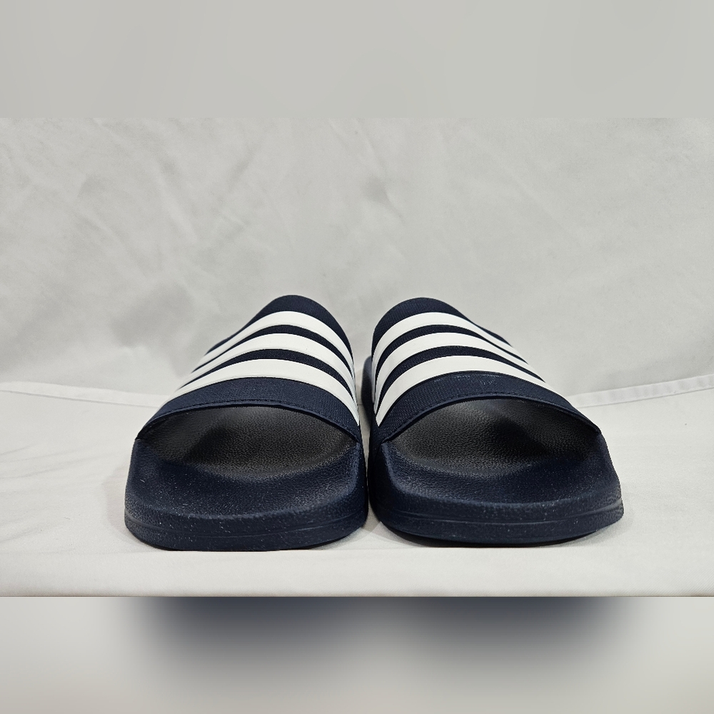 Adidas Adilette Navy and white shower slides men's size 13 - Picture 2 of 11